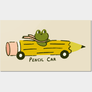 Frog in a Pencil Car Posters and Art